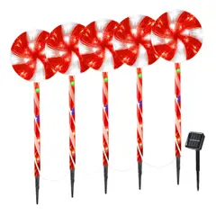 GENERICO - Pack X5 Estacas Solares Luces Navideñas Luces De Navidad Led Multicolores