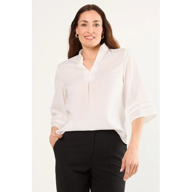 MA GRIFFE - Blusa Manga Larga Mujer Crudo Magriffe