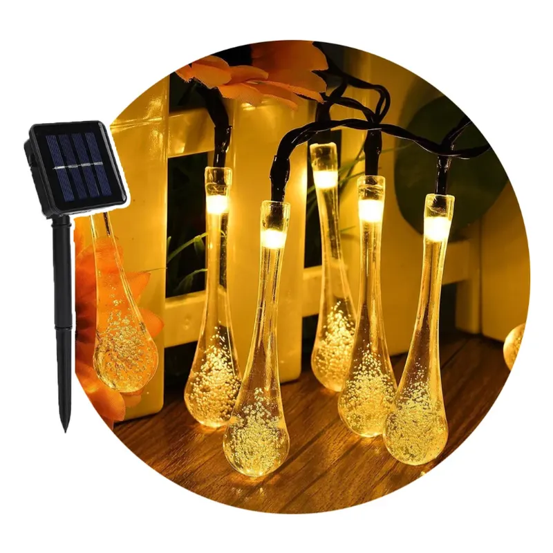GENERICO - Luces Solares Gota Guirnalda Decorativa Navideña Amarillo