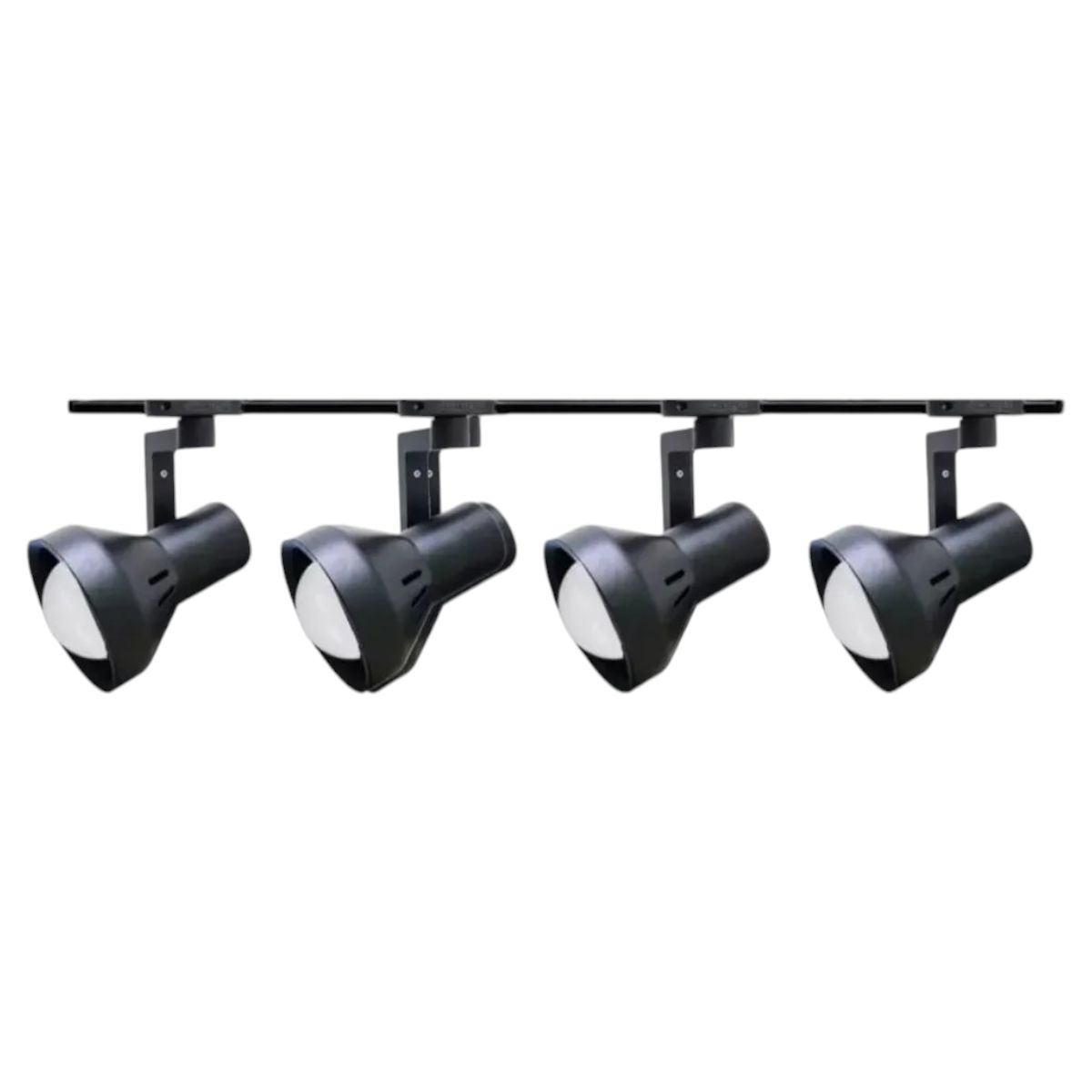 WANT - Lámpara 4 Focos Negros con Ampolleta 15W Luz Cálida más Riel de 1mt