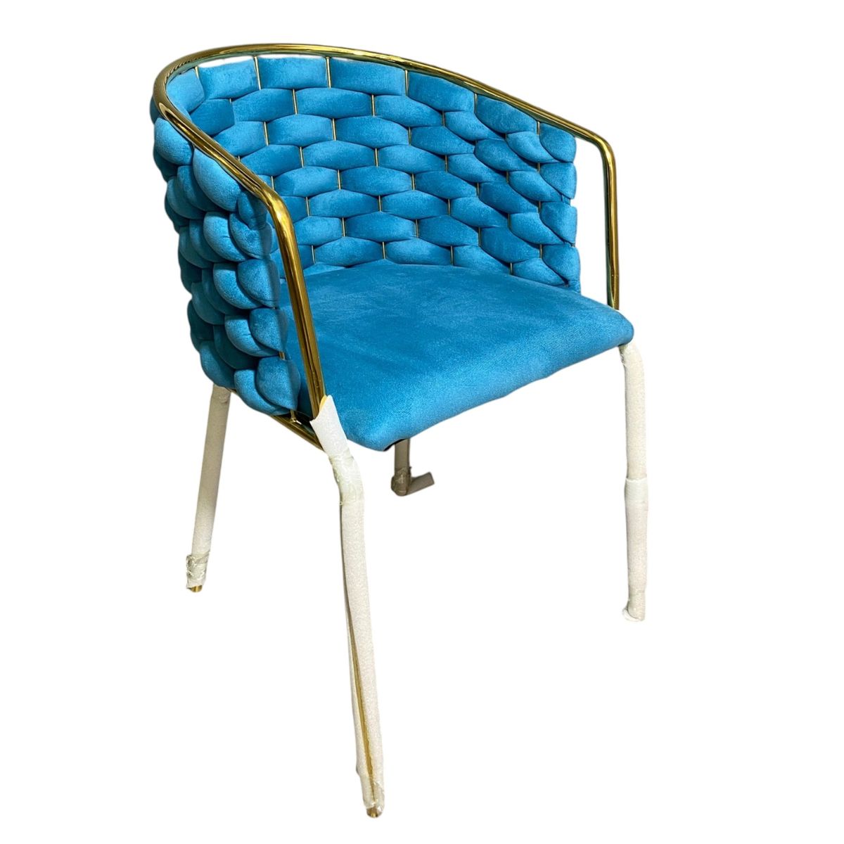 GENERICO - Poltrona de Terciopelo Azul Turquesa Acolchada Estilo Glam