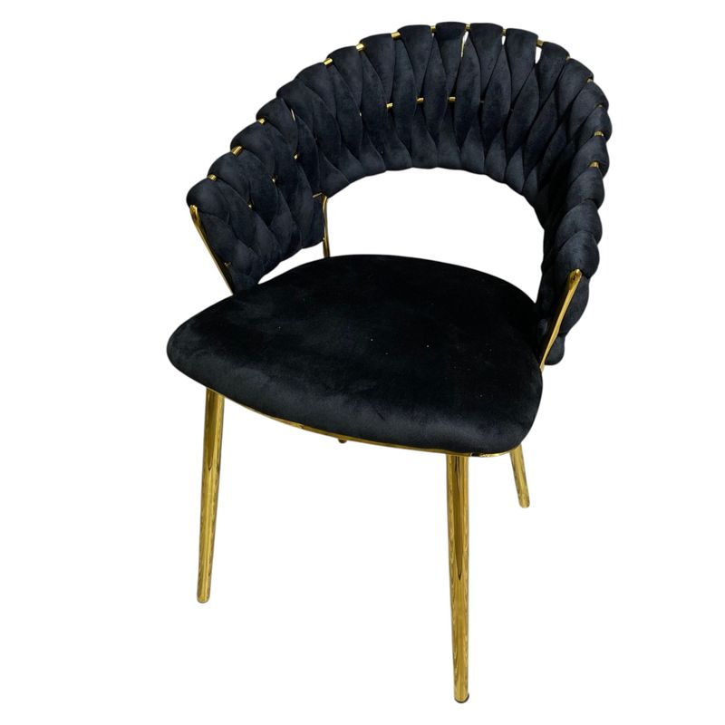 GENERICO - Poltrona de Terciopelo Negro Acolchada Estilo Glam