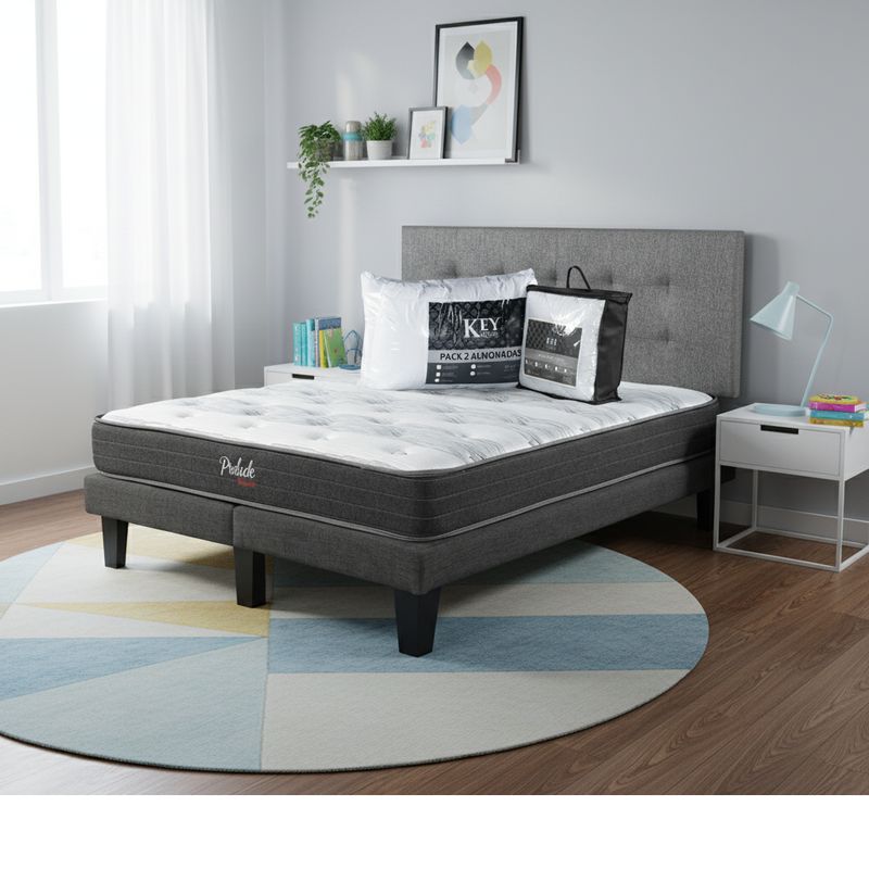 GENERICO - Cama Europea Prelude Radiant Respaldo Urban Gris