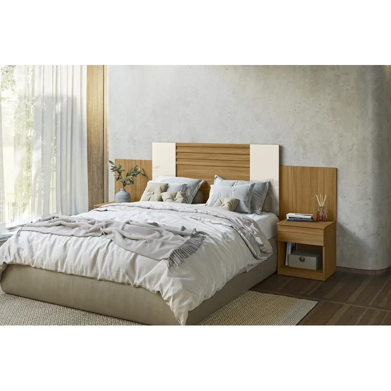 ALAIA HOME - Set respaldo mas velador 1,5 a 2 PL Bergamo Freijo Off white