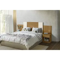 ALAIA HOME - Set respaldo mas velador 1,5 a 2 PL Bergamo Freijo Off white