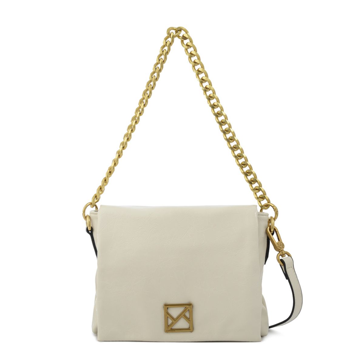 AMPHORA - Cartera bandolera con tapa gilly pequeña blanco crudo
