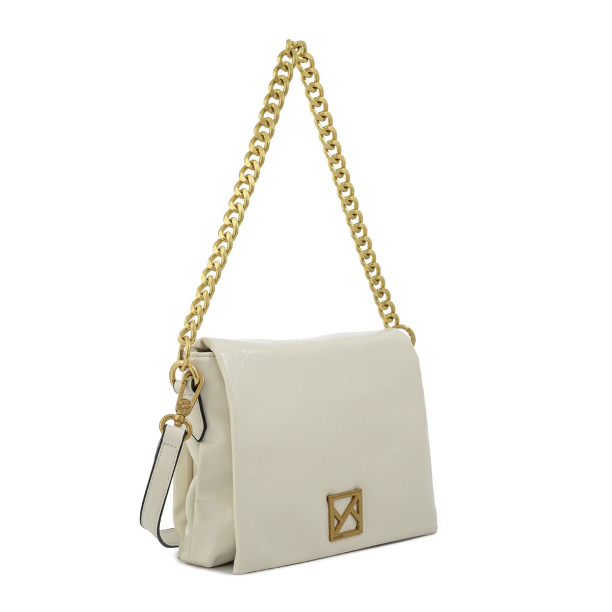 AMPHORA - Cartera bandolera con tapa gilly pequeña blanco crudo