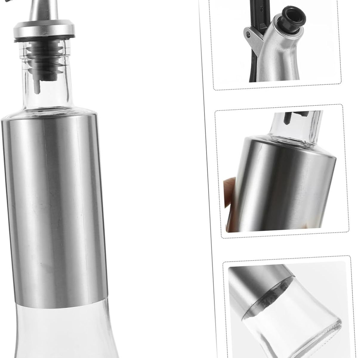 WAKESHOME - Elegante Dispensador de Aceite y Vinagre 500 ml - Vidrio Transparente con Vertedor Premium