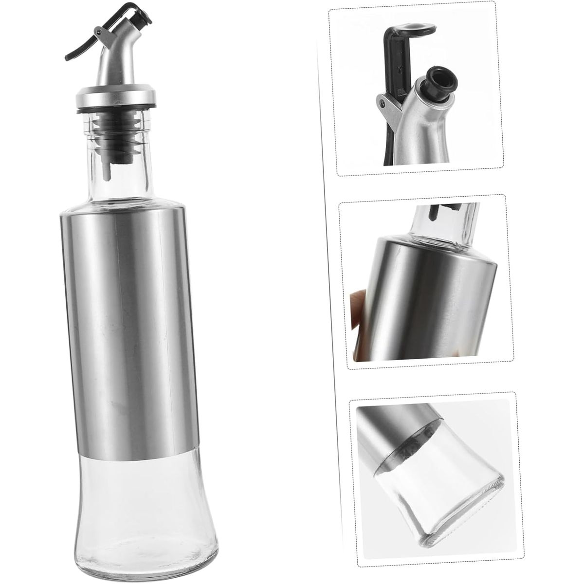 WAKESHOME - Elegante Dispensador de Aceite y Vinagre 500 ml - Vidrio Transparente con Vertedor Premium