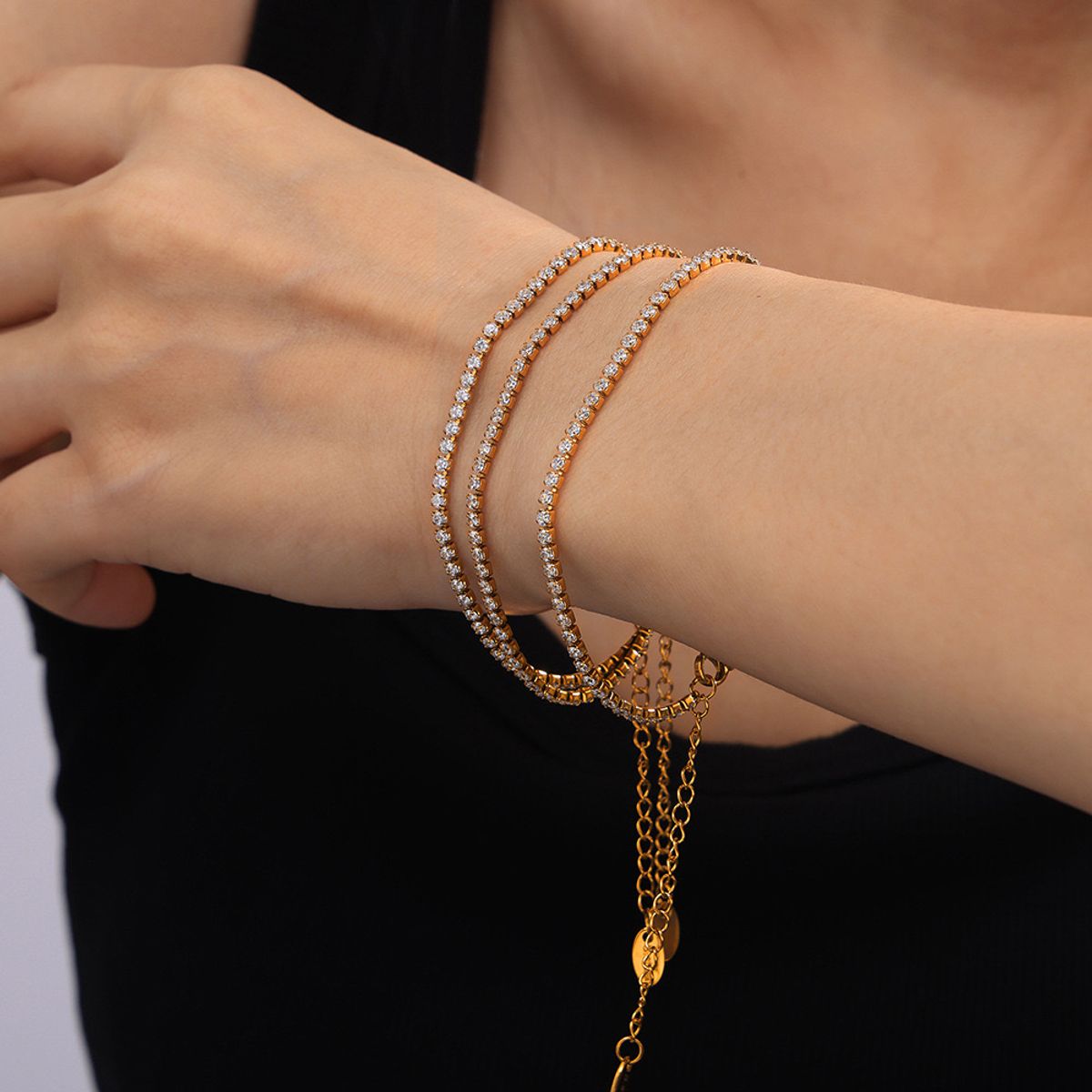 LUX JOYAS - Pulsera Baño Oro Amarillo 18k Tenis S