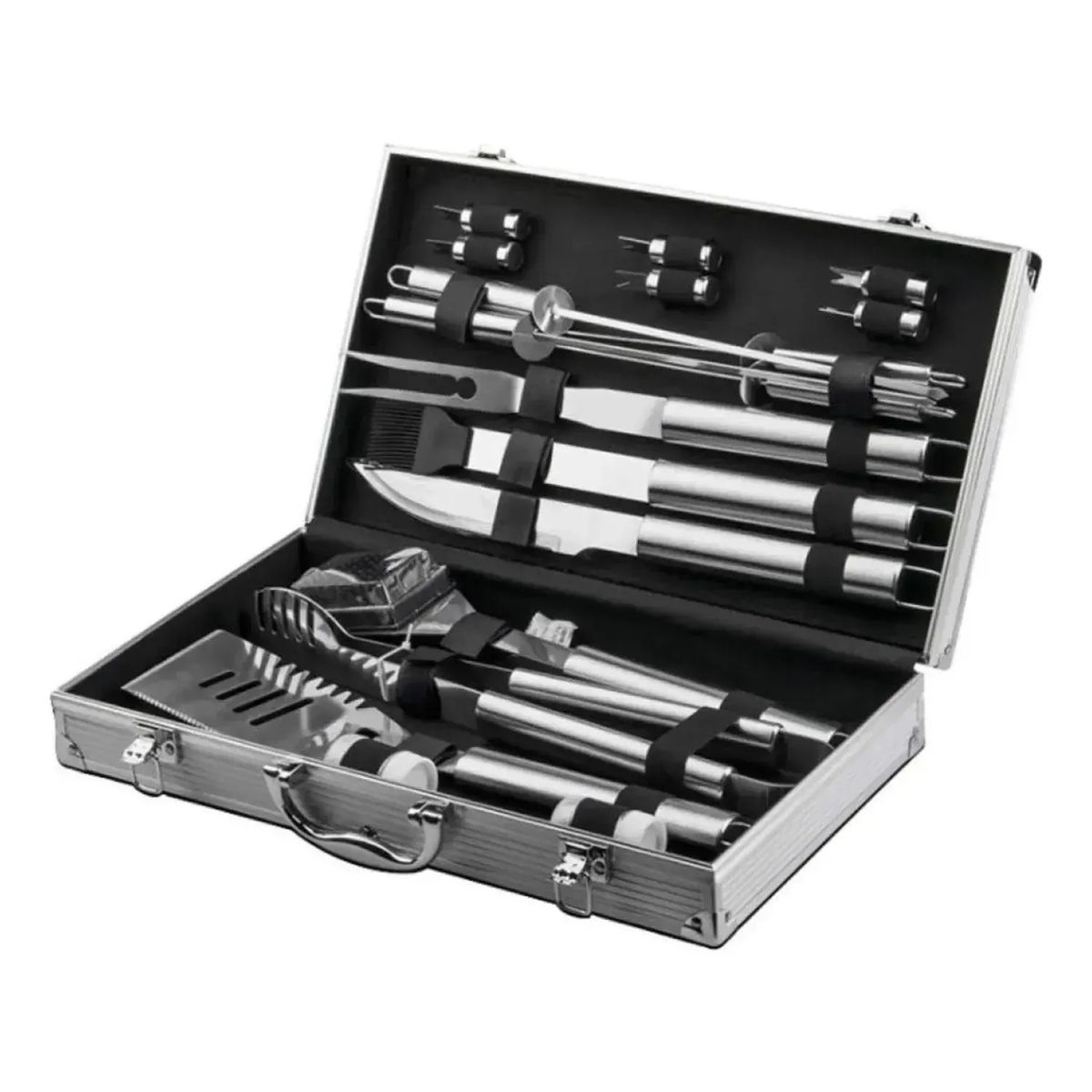 MOVI - Maleta de lujo con set parrillero de 18 piezas Acero inox