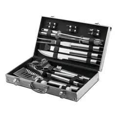 MOVI - Maleta de lujo con set parrillero de 18 piezas Acero inox