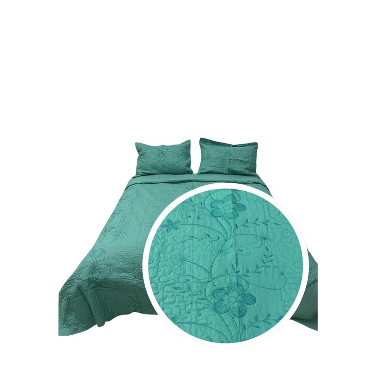 GENERICO - Cubrecama Verano Delgado Quilt Diseño Bordado 1.5