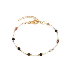 LUX JOYAS - Pulsera Baño Oro Amarillo 18k Piedrecillas Cadena