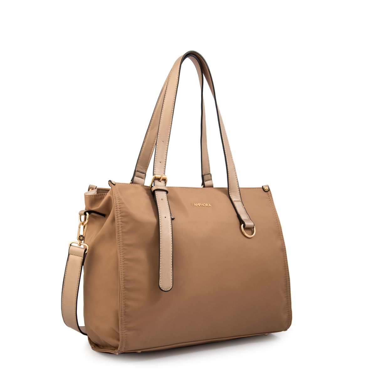AMPHORA - Cartera tote porta notebook fiorela grande beige oscuro