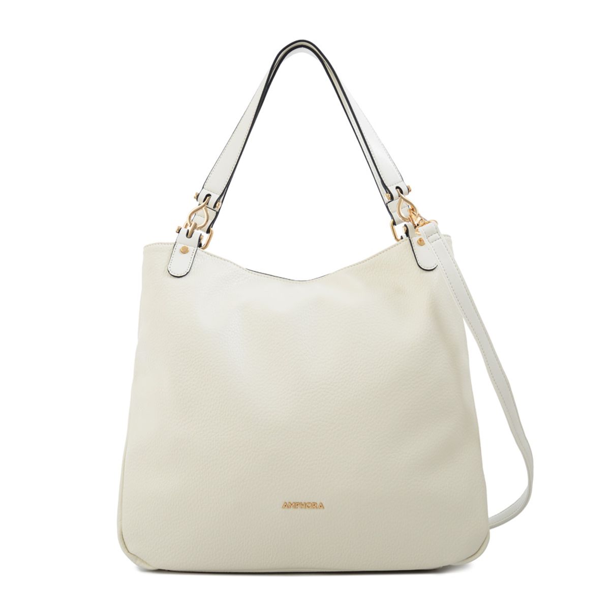 AMPHORA - Cartera tote corte recto eugenia mediana blanco