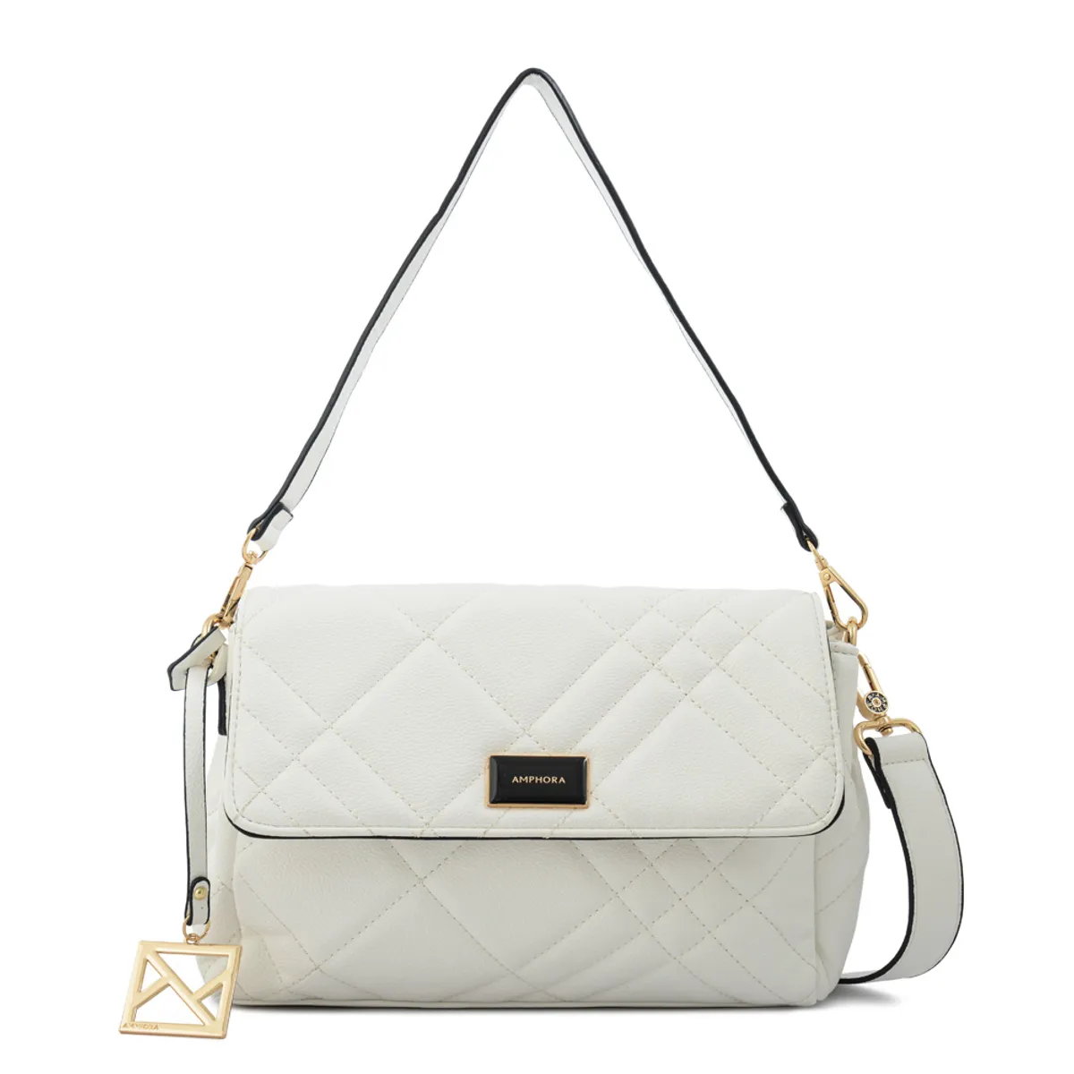 AMPHORA - Cartera bandolera con tapa anisa pequeña blanco
