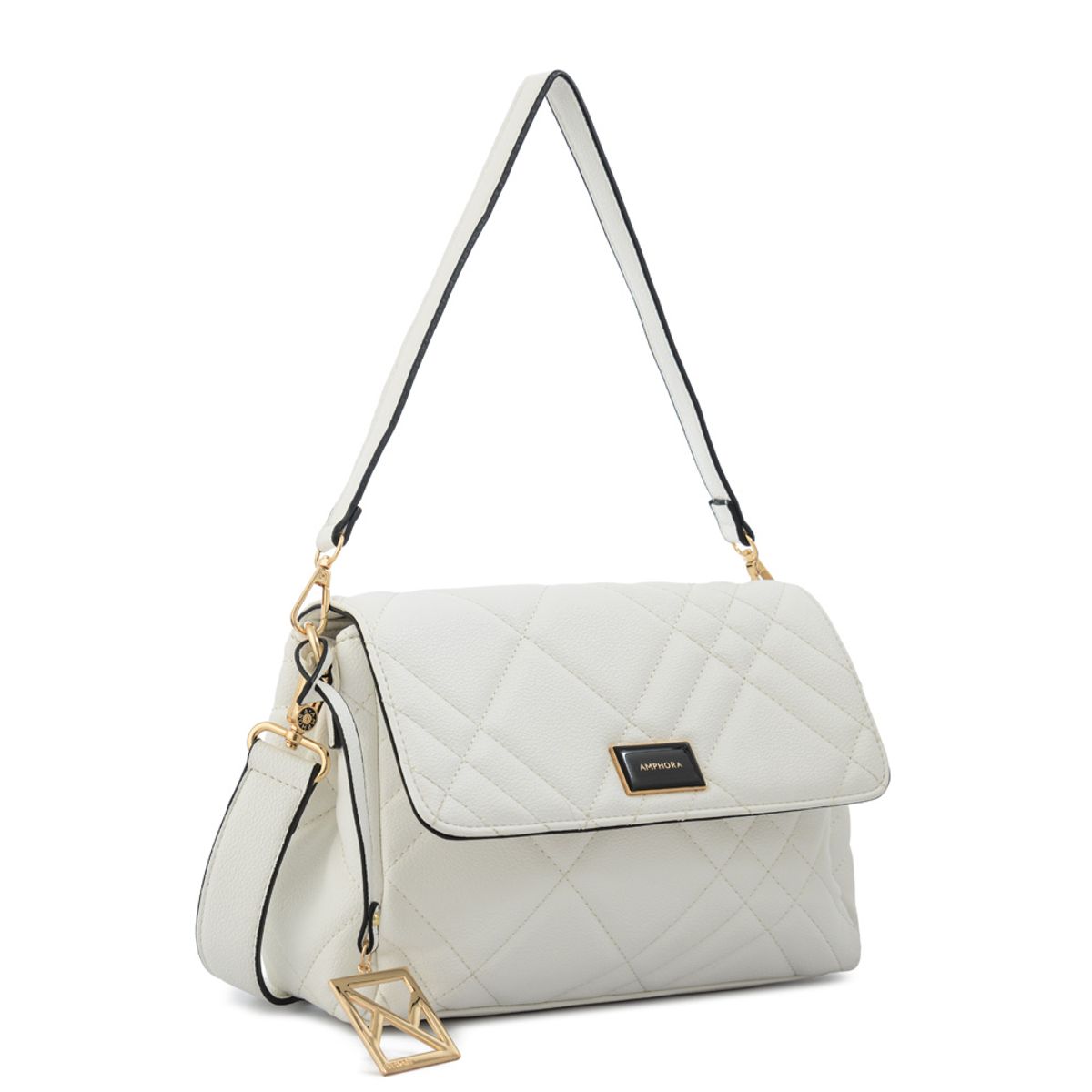 AMPHORA - Cartera bandolera con tapa anisa pequeña blanco