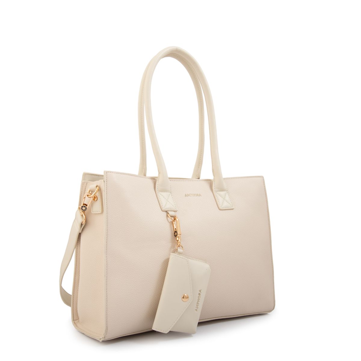 AMPHORA - Cartera tote porta notebook mabel grande blanco crudo
