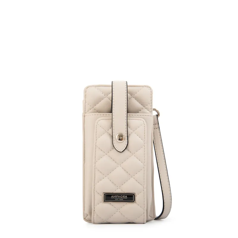 AMPHORA - Cartera Bandolera porta celular beatriz pequeña blanco crudo
