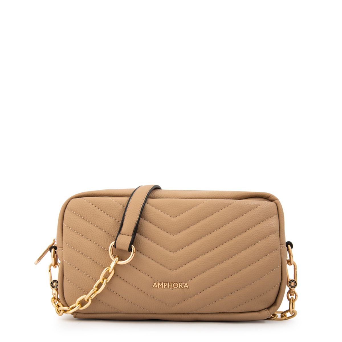 AMPHORA - Cartera bandolera filomena pequeña beige oscuro