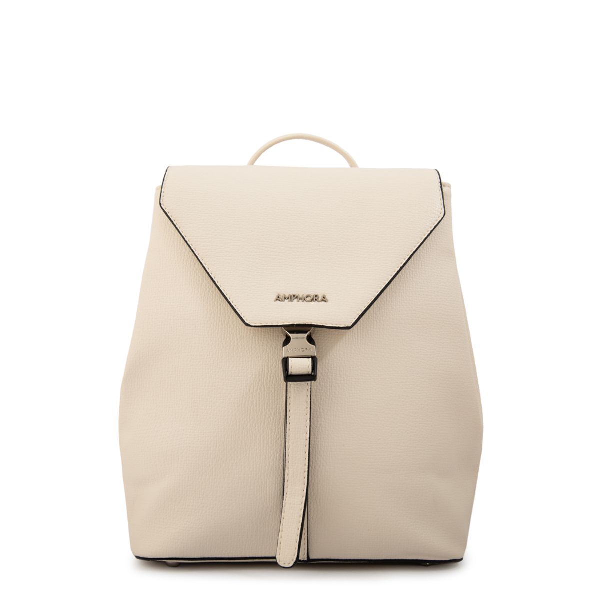 AMPHORA - Mochila con tapa dayla mediana blanco crudo