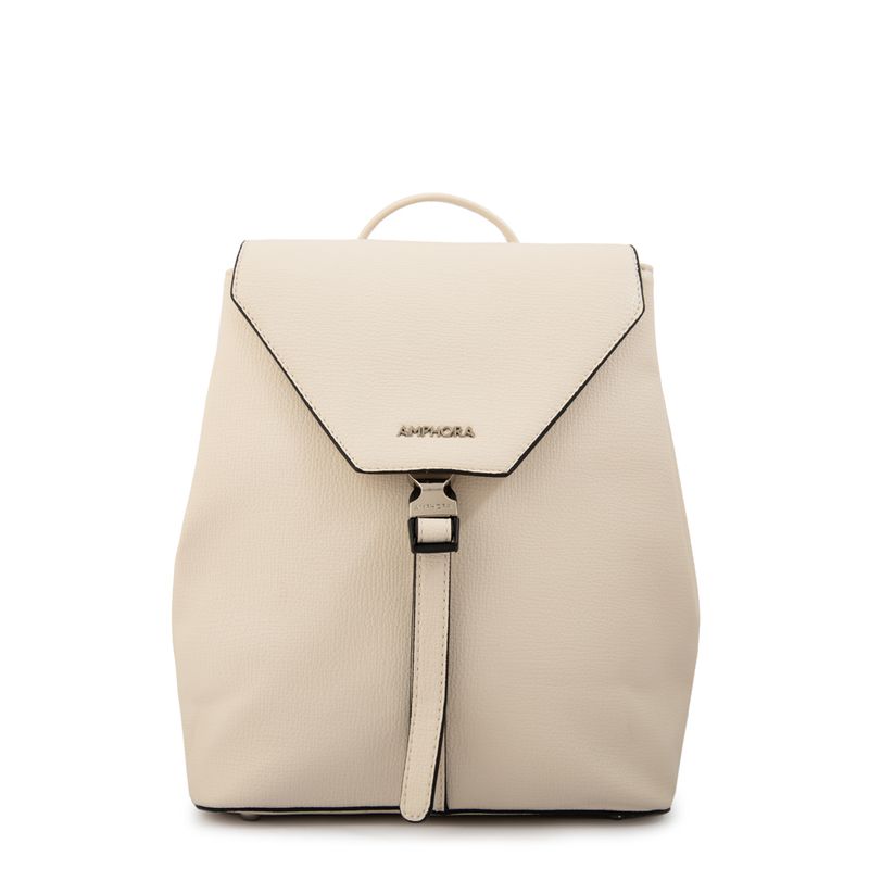AMPHORA - Mochila con tapa dayla mediana blanco crudo
