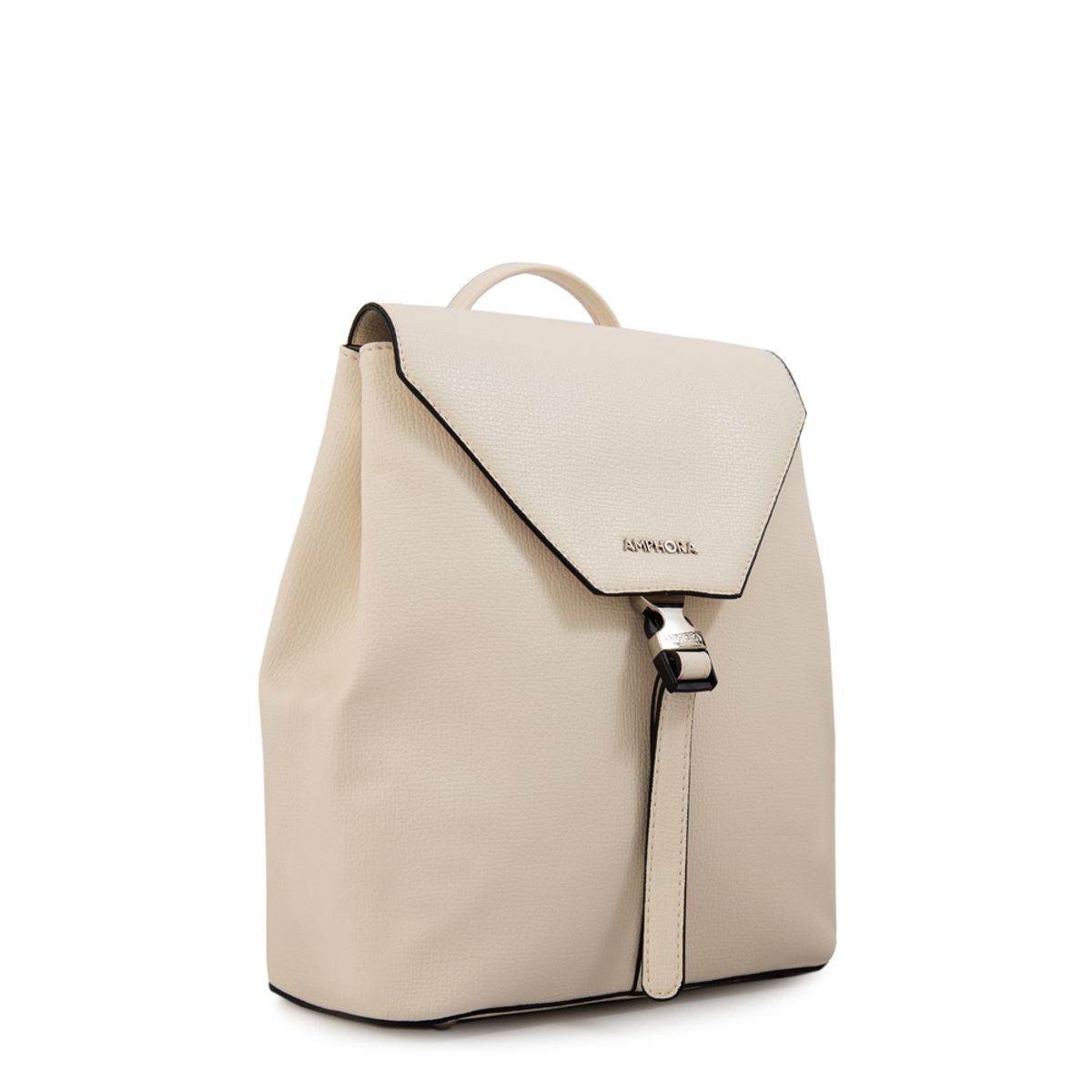 AMPHORA - Mochila con tapa dayla mediana blanco crudo