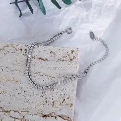 LUX JOYAS - Pulsera Baño Oro Blanco 18k Tenis Mostacillas