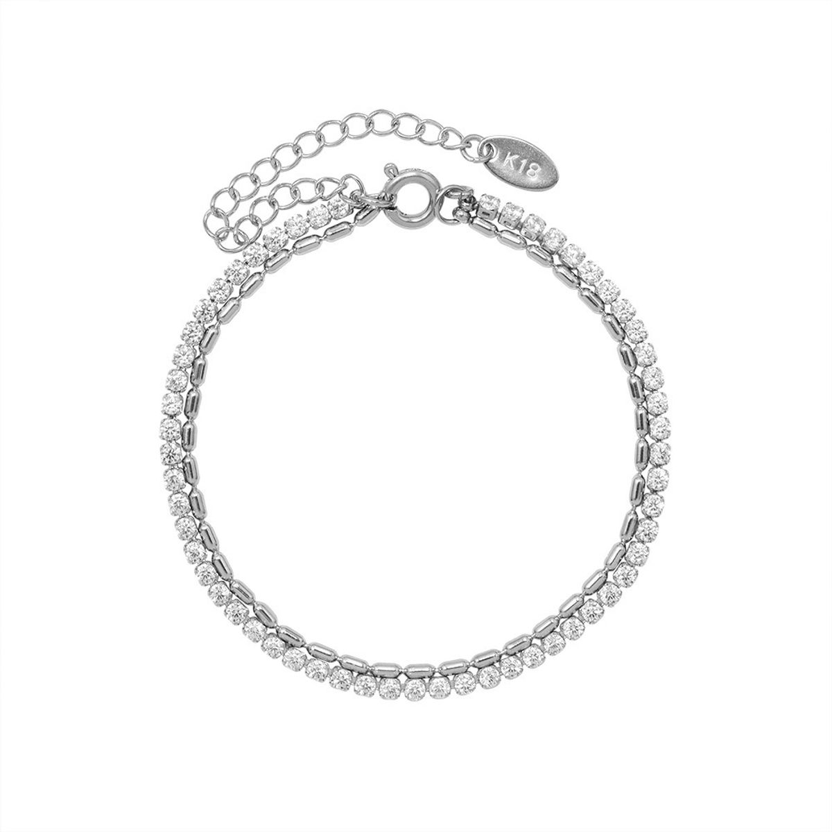 LUX JOYAS - Pulsera Baño Oro Blanco 18k Tenis Mostacillas