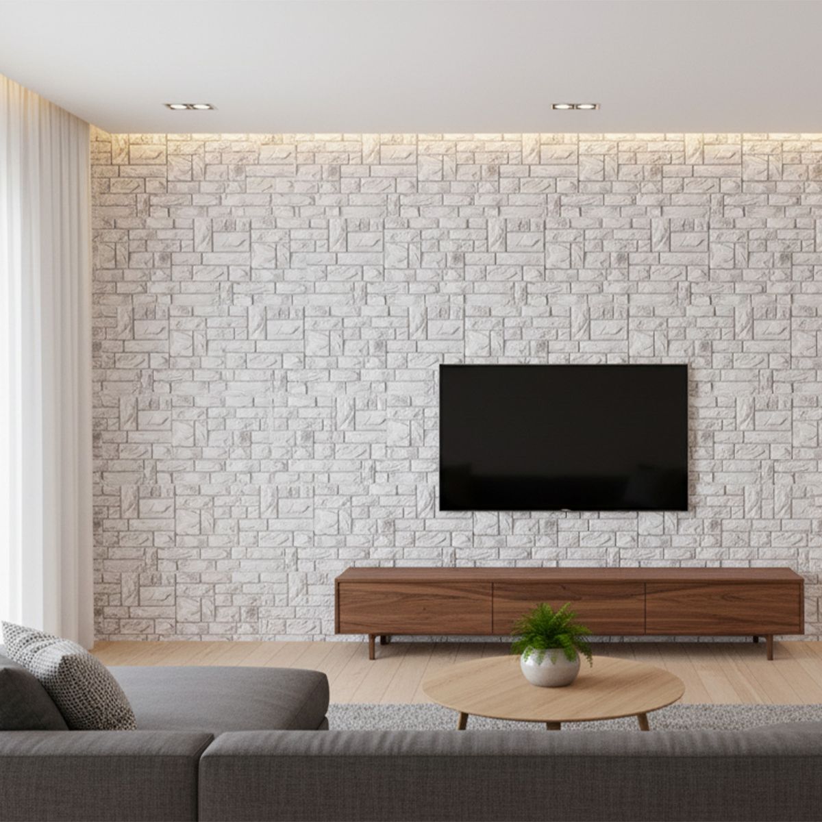 MERCAR RAY - Wall Panel PVC 3D 97.7 x 49.3cm PIEDRA BLANCA 4.5m² (10 Paneles)