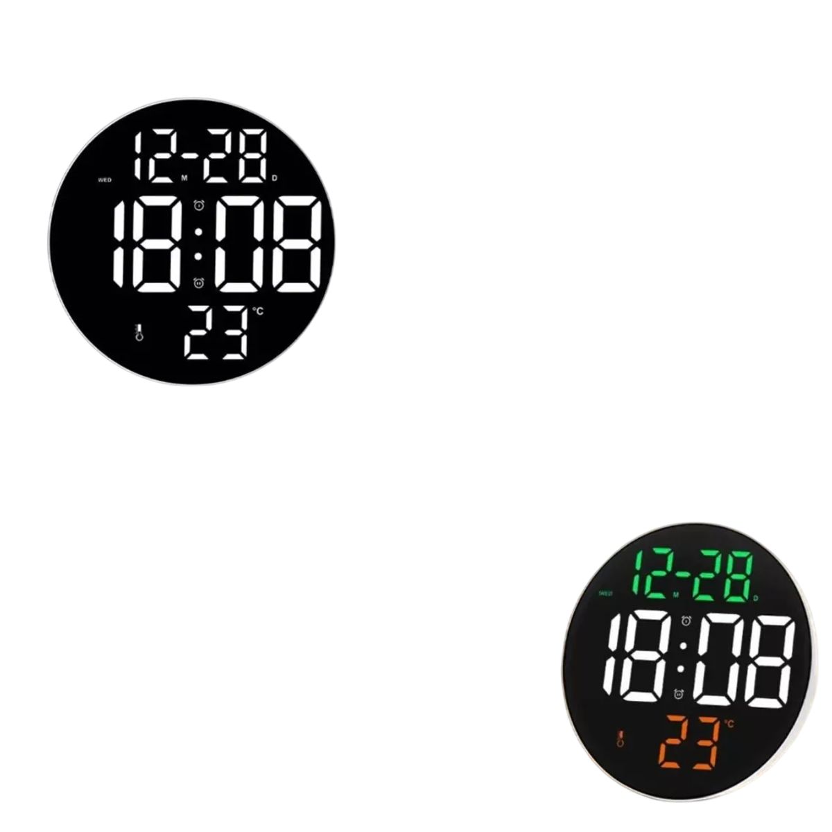 GENERICO - Reloj De Pared Digital Decorativoled Pantalla Grande Redondo