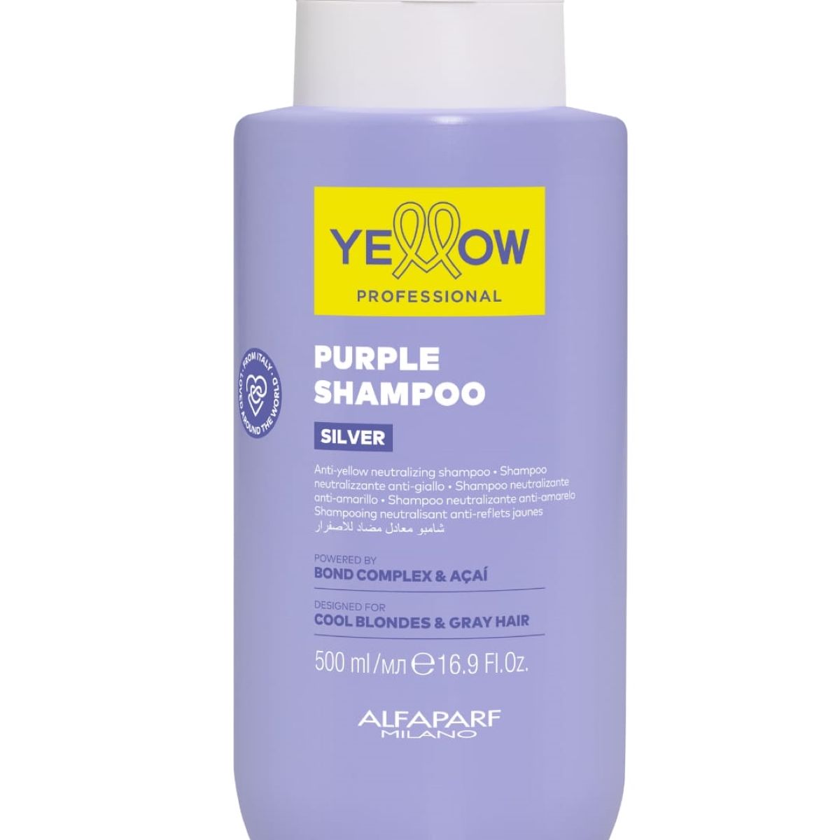 ALFAPARF MILANO - SHAMPOO VIOLETA NEUTRALIZANTE ANTI-AMARILLO YELLOW SILVER 500 ML