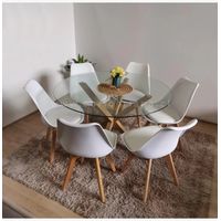 Juego de Comedor Warwick 120cm + 6 Sillas Tulip