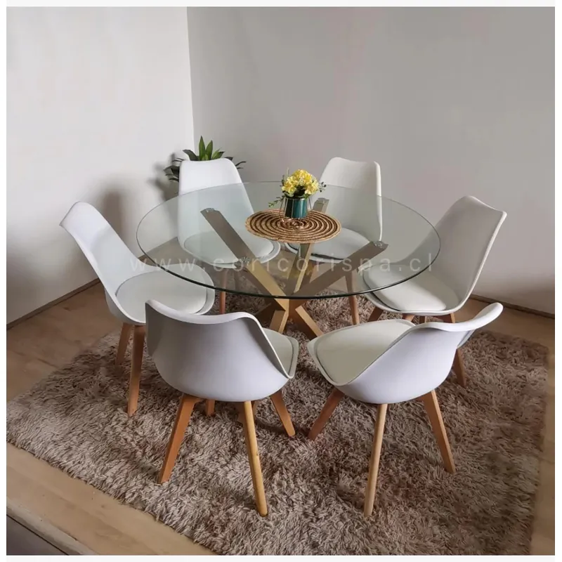 CORI CORI - Juego de Comedor Warwick 120cm + 6 Sillas Tulip