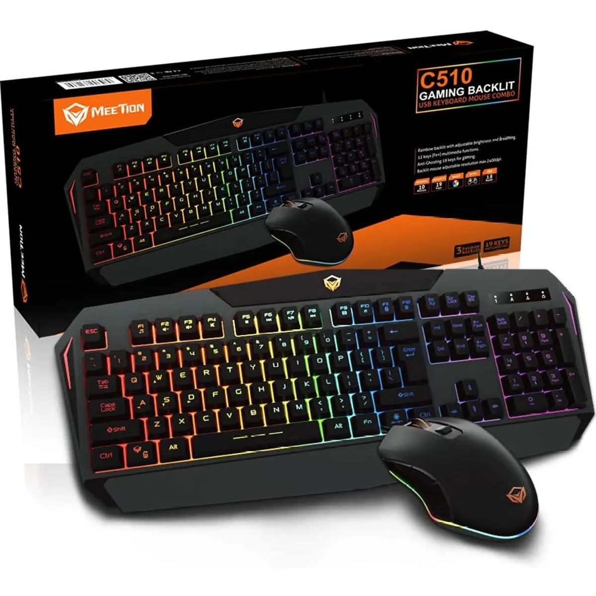 MEETION - Kit Gamer Teclado y Mouse Meetion C510 RGB Led