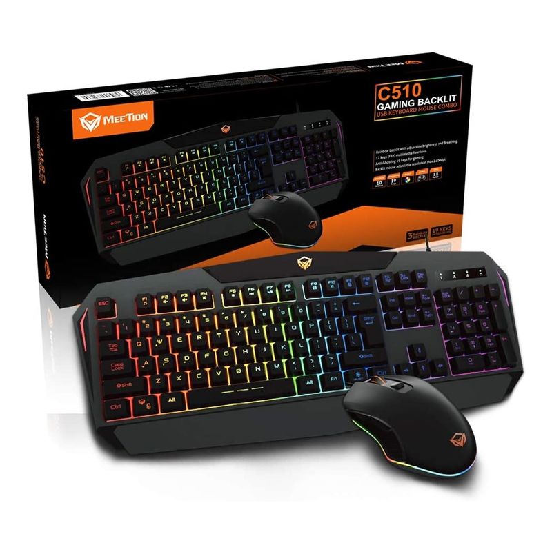 MEETION - Kit Gamer Teclado y Mouse Meetion C510 RGB Led