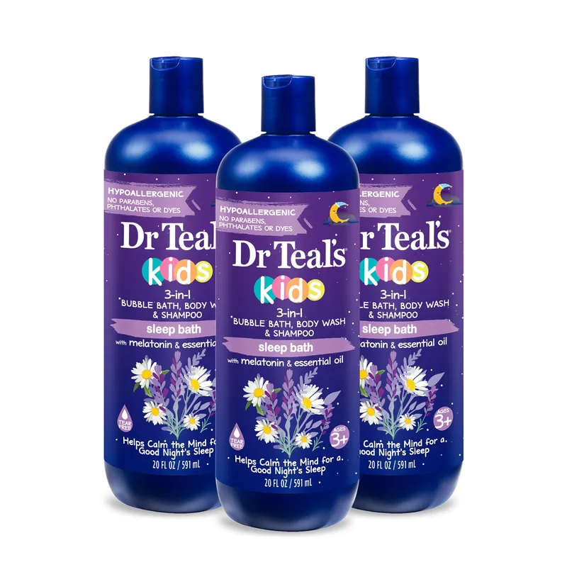 DR TEAL'S - Set de baño para dormir 3 en 1 de Dr Teals para niños con melatonina