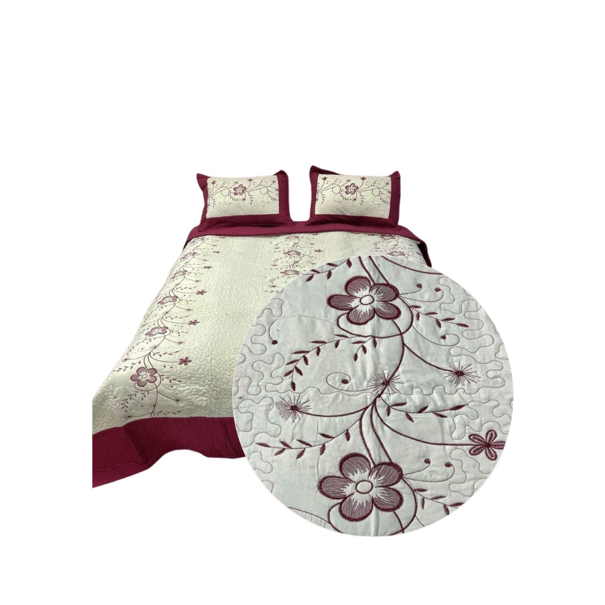 GENERICO - Cubrecama Verano Delgado Quilt Diseño Bordado 1.5