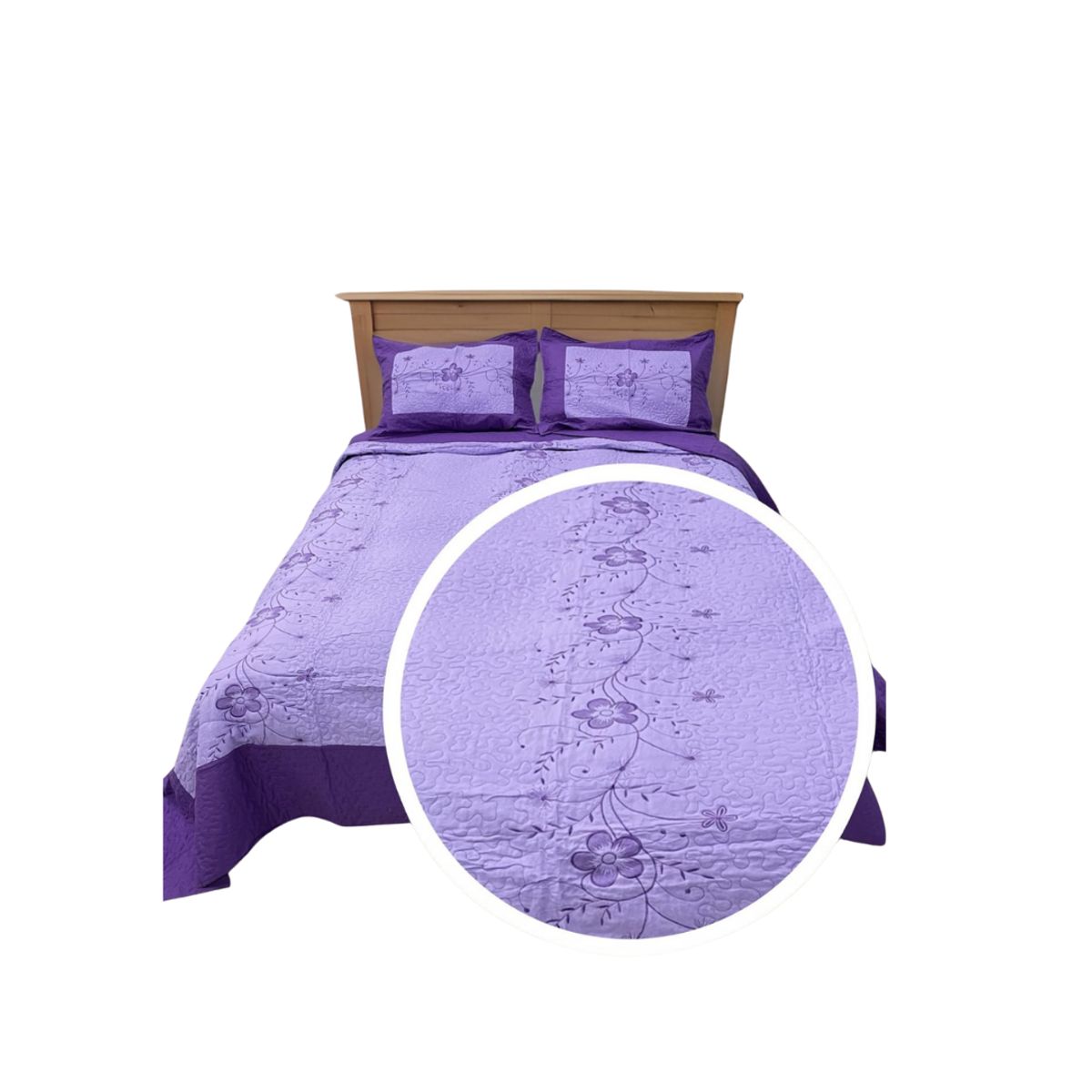 GENERICO - Cubrecama Verano Delgado Quilt Diseño Bordado 1.5