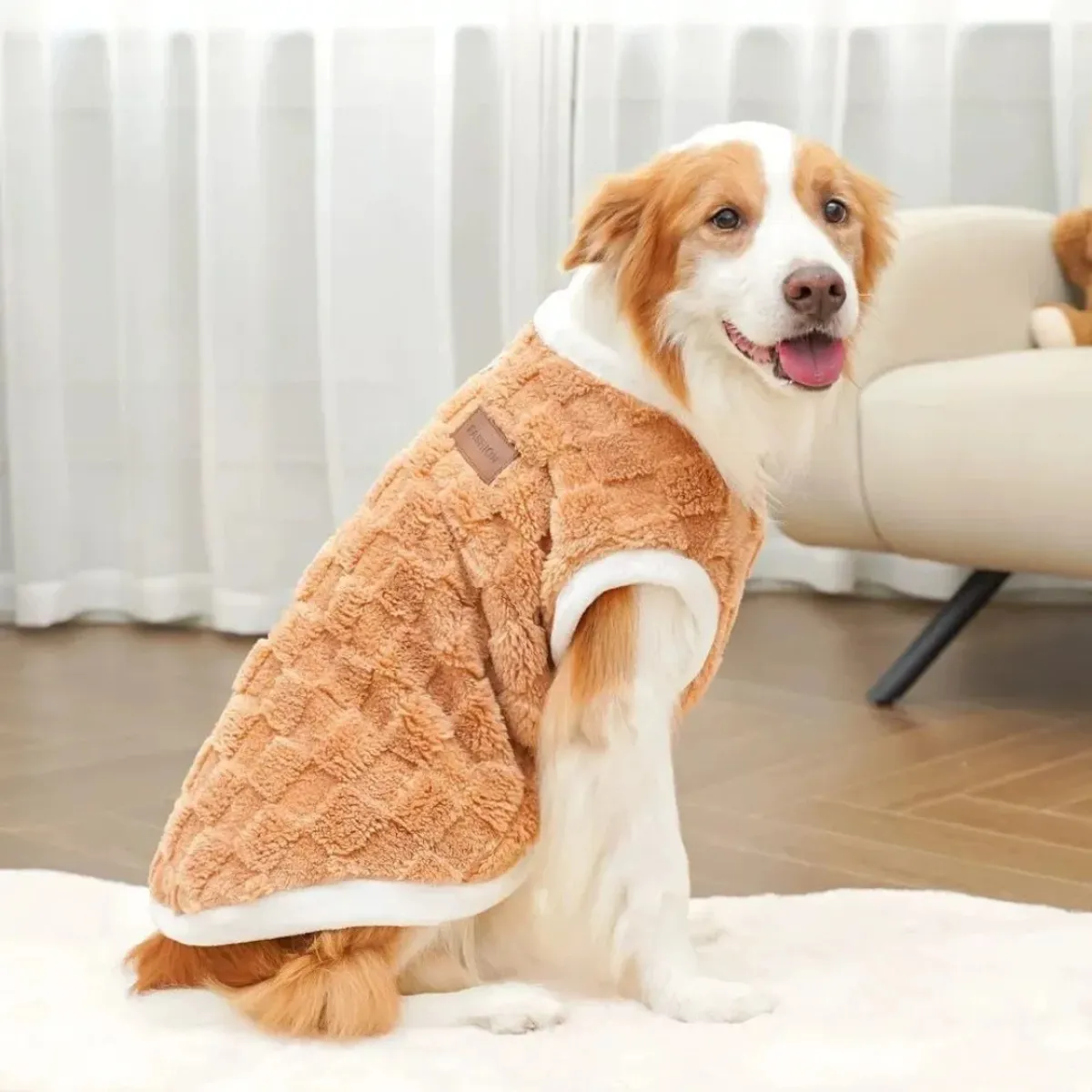 GENERICO - Chaleco Para Perros Polerón Grueso Marron Cuadrado 5xl