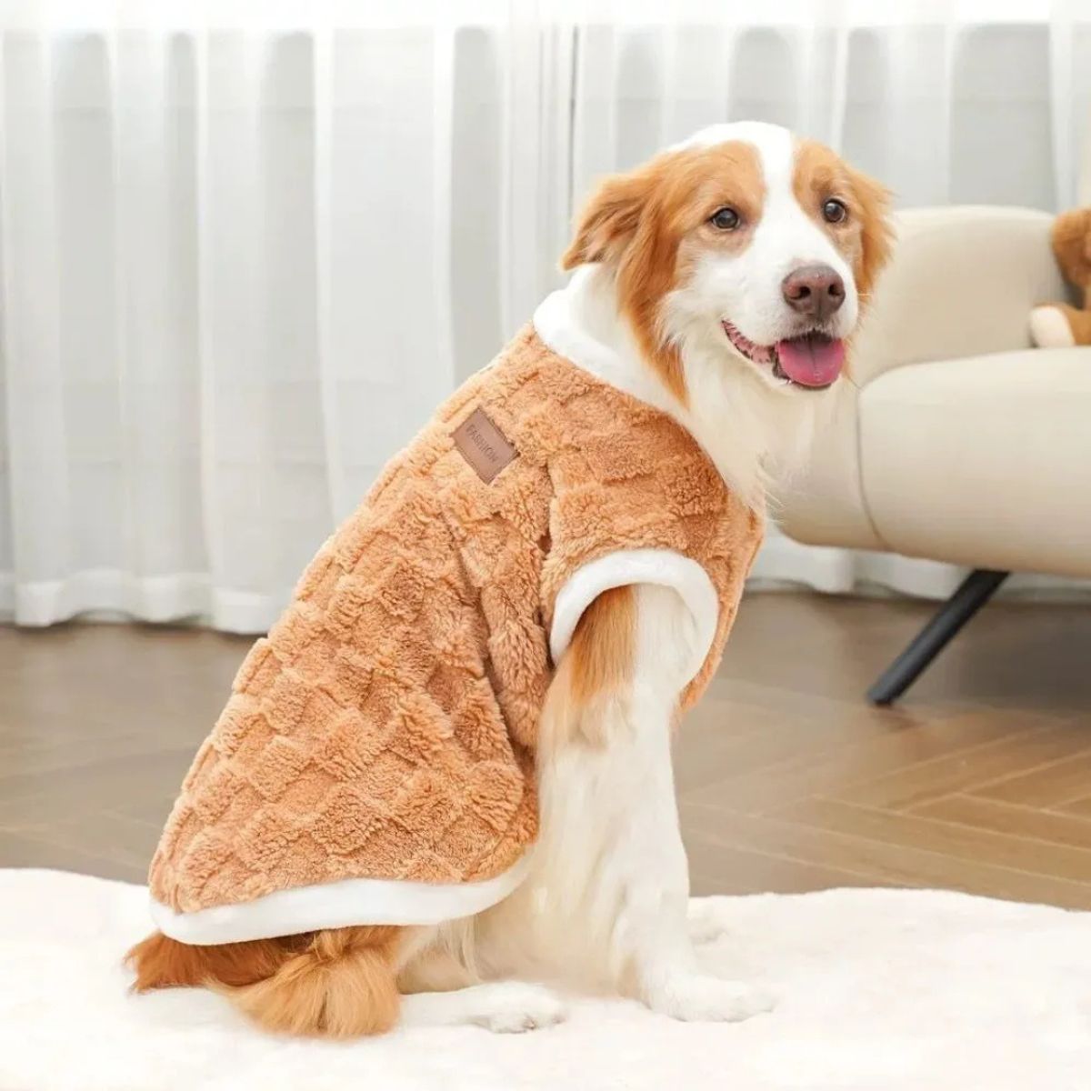 GENERICO - Chaleco Para Perros Polerón Grueso Marron Cuadrado 8xl