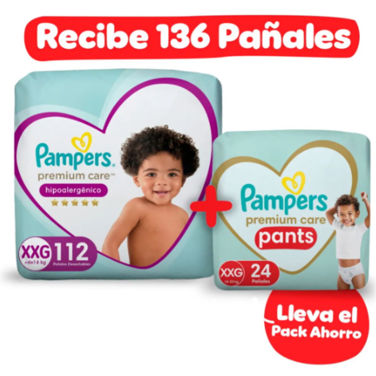 PAMPERS - Pañales Premium Care Xxg 112 Und + Pants Xxg 24 Und Pampers