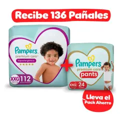PAMPERS - Pañales Premium Care Xxg 112 Und + Pants Xxg 24 Und