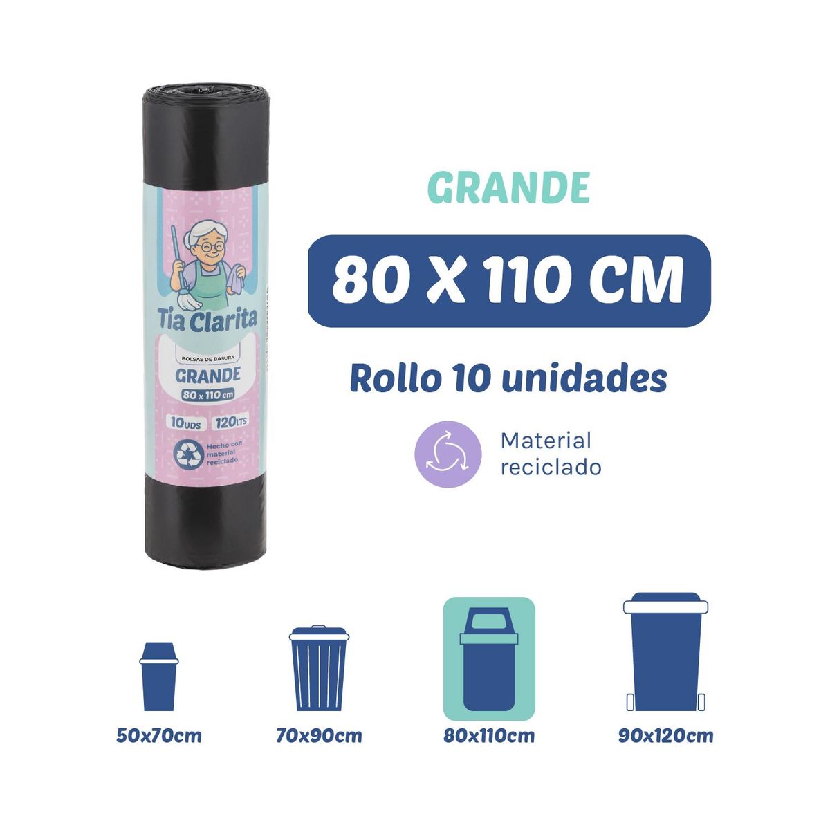 GENERICO - Bolsa de Basura 80110 Tía Clarita - Rollo 10 uds
