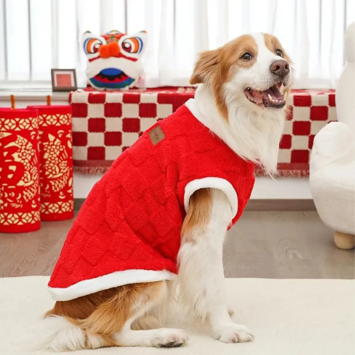 GENERICO - Chaleco Para Perros Polerón Grueso Rojo Cuadrado 4xl