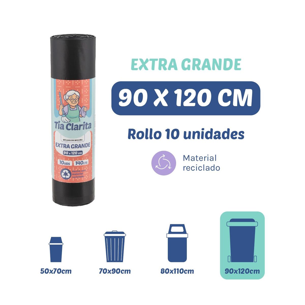 GENERICO - Bolsa de Basura 90120 Tía Clarita - Rollo 10 uds