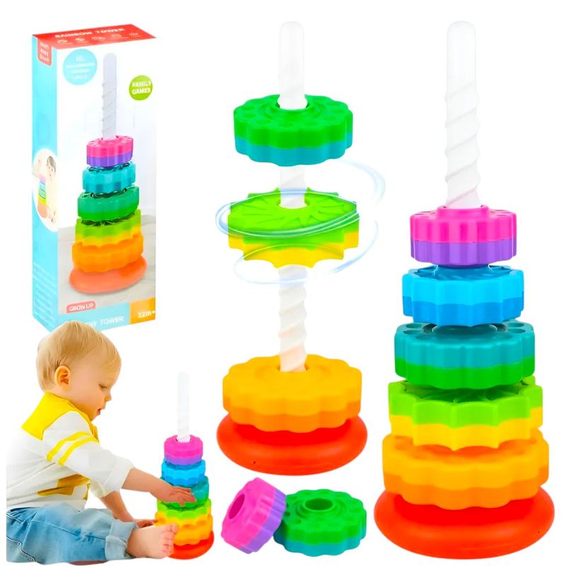 GENERICO - TORRE GIRATORIA SPIN AGAIN COLORES ARCOIRIS PARA  NIÑOS