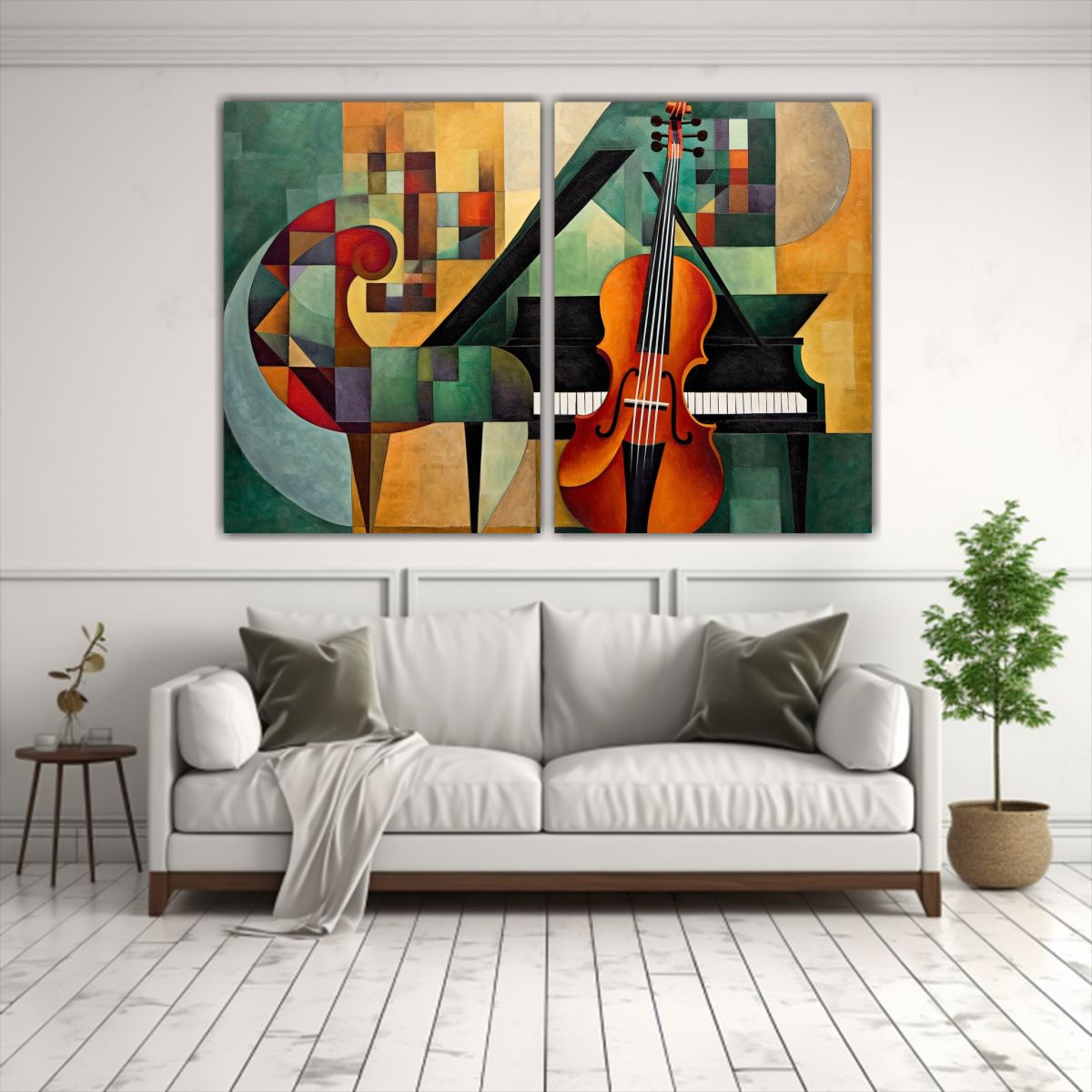 GENERICO - Cuadro Abstracto De Piano Y Violín En Colores 60x40 Cm