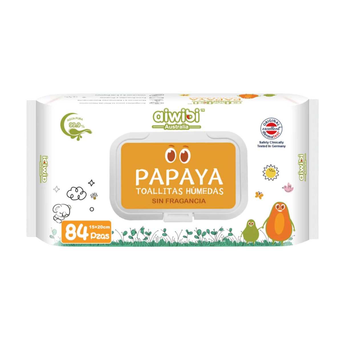 AIWIBI - Toallitas Aiwibi 99.9% Agua Con Fibra De Papaya 84 Unidades